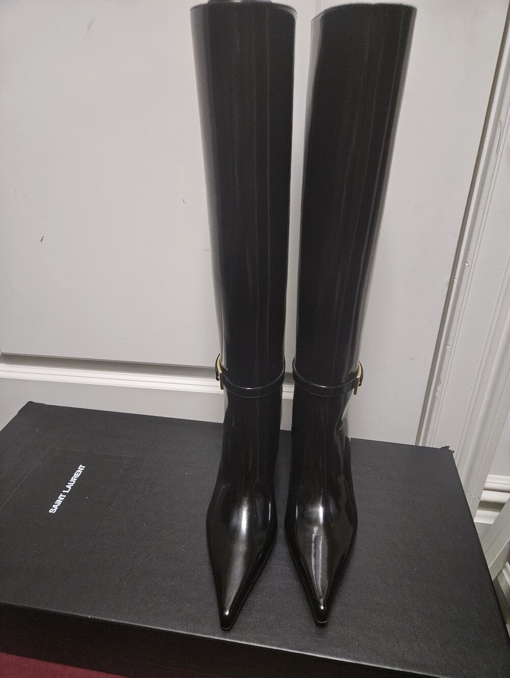 Saint Laurent Lee 70mm Patent Leather Buckle Boot Sz 40 - Picture 3 of 7